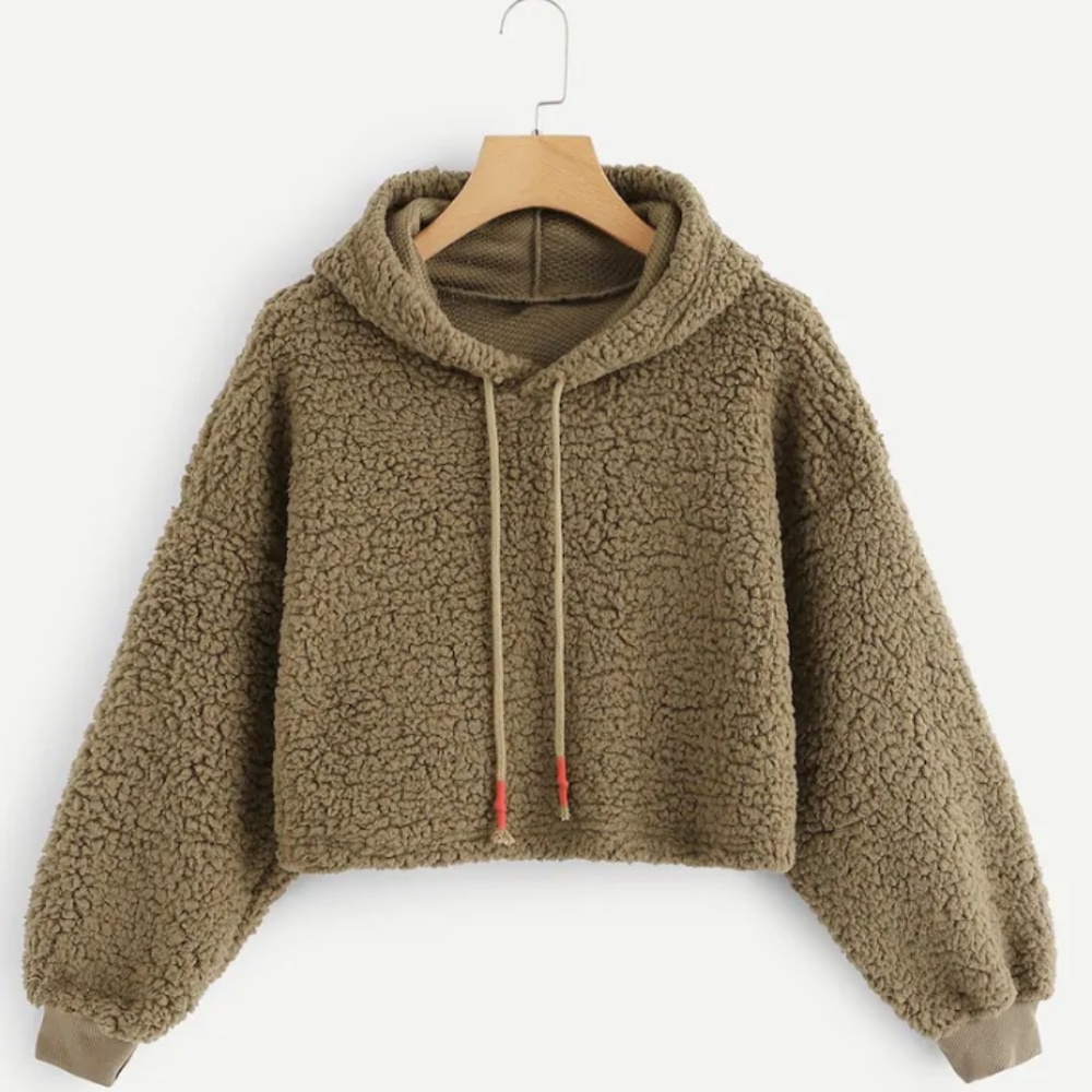 Teddy crop top jacket (L) *Brand New*